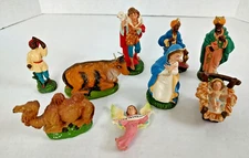9 Vintage Christmas Nativity Manger Figures Figurines Assorted 50s 60s Italy