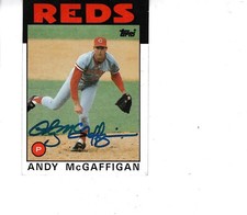 1986 TOPPS BASEBALL #133 Andy McGaffigan Cincinnati Reds  Signed Autograph -