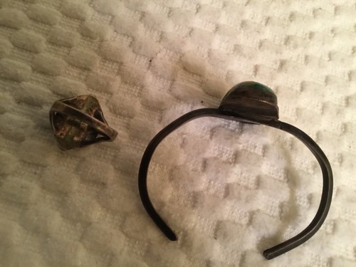 LOTTO GIOIELLI NATIVI AMERICANI ARGENTO BRACCIALE ANELLO - Foto 22 di 24