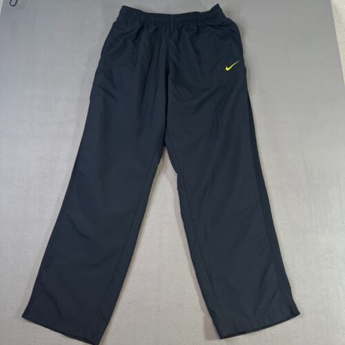 Vintage Nike Basketball Pants Black Yellow Ankle Zipper Sweatpants Men's XL