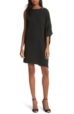 TED BAKER London Black Drape Pearl Rose Gold Detail Satin Dress 0 TB = 2 US XS