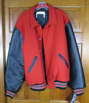 High School Varsity Bomber Letterman Jacket, XL, Red (D HC)