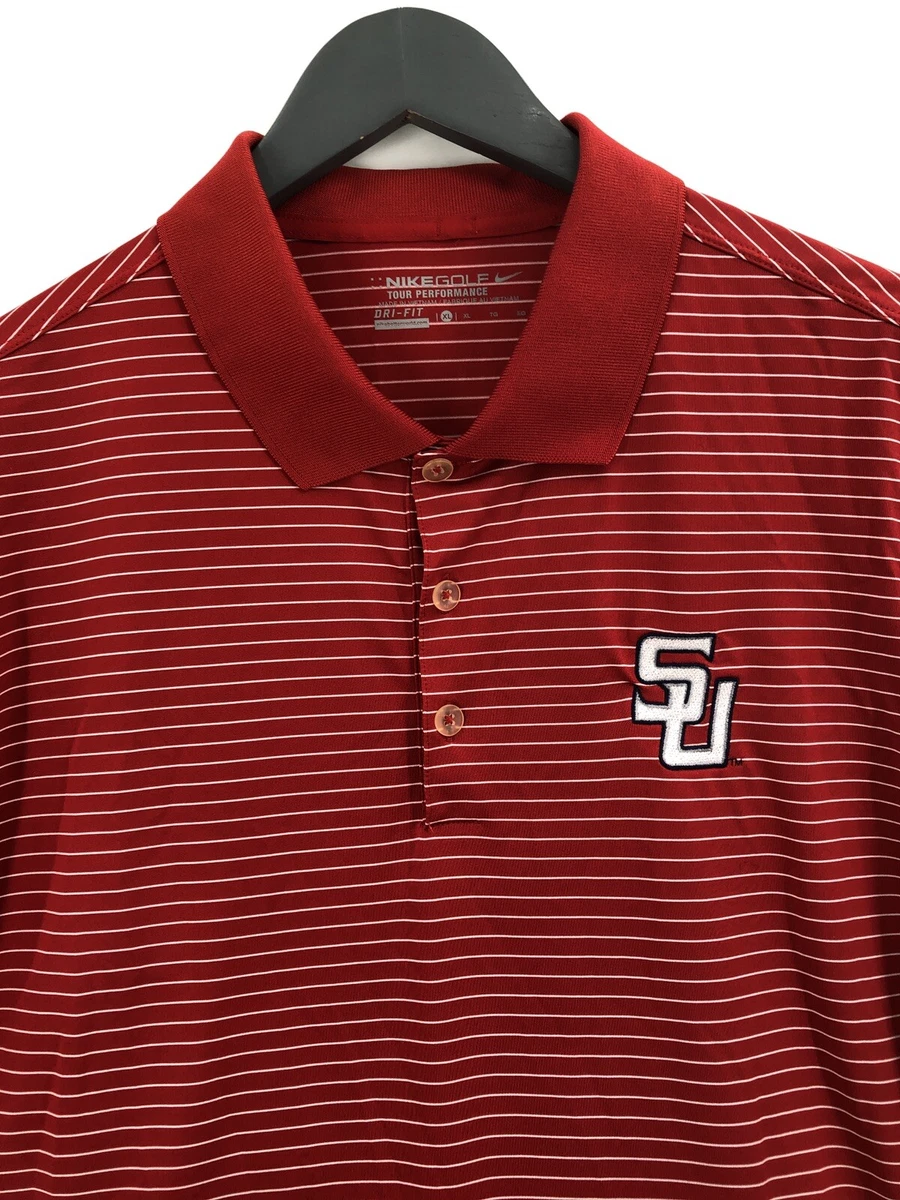 Nike Polo Shirt Adult Extra Large Red Stripes Drifit Casual Rugby