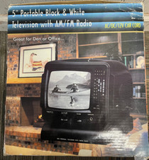 5" Portable Black White TV W/ AM/FM Radio - PK-4184