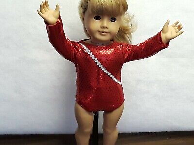 Red shiny gymnastic outfit fits American Girl dolls handmade and new
