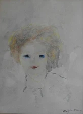 MORRIS GLUCKMAN Listed FEMALE PORTRAIT Watercolor c.1930