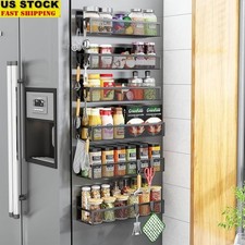 Magnetic Spice Rack Organizer 6 Shelves Strong Hooks Space Saving Solution New