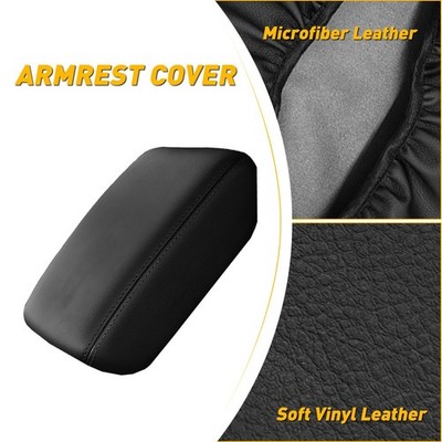 For 2018-2024 JEEP Wrangler JL Leather Armrest Center Console Lid Cover Black