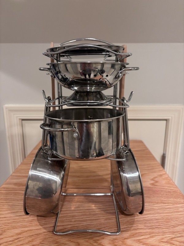 Melissa  Doug Stainless Steel Pots  Pans, 8 Piece Play Kitchen Set, Premium