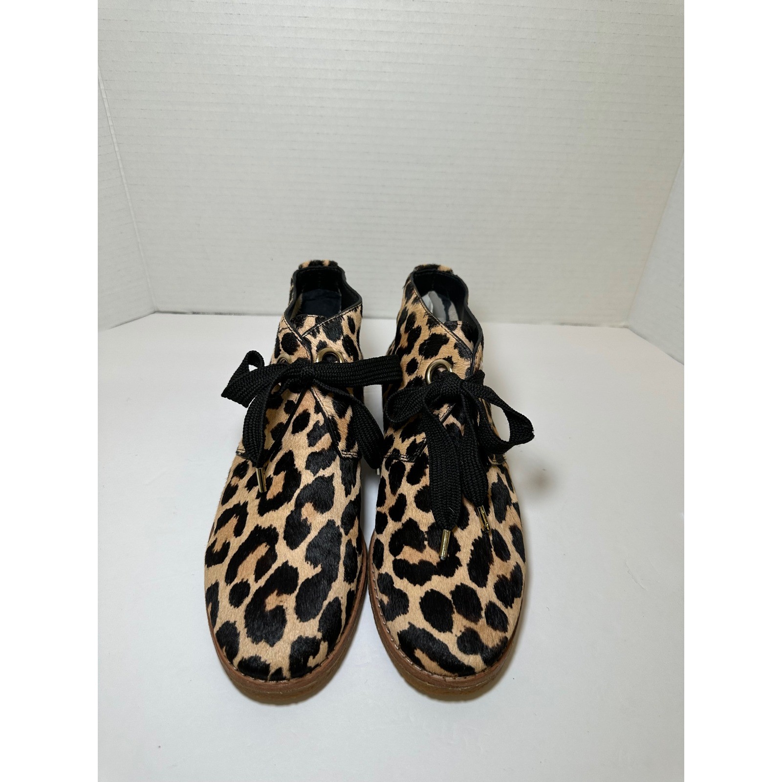 Kate Spade New York Leopard Calf Hair Ankle Booties Desert Boots Animal Print