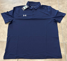 Under Armour Team Tech Mens Short Sleeve Navy Blue Polo Shirt NEW w/ Tag Large
