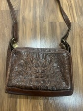 Brahmin Handbag Crocodile Embossed Leather Brown Shoulder Purse Crosbody Vintage