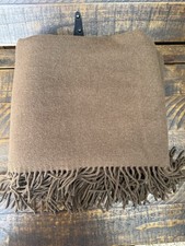 Williams Sonoma European Solid Cashmere Throw Blanket 50” x 65” Chocolate New!