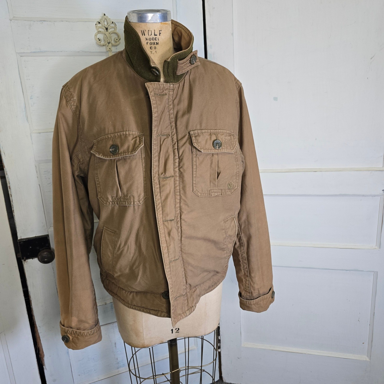 Fat Face canvas faux fur lined mens utility jacket coat M