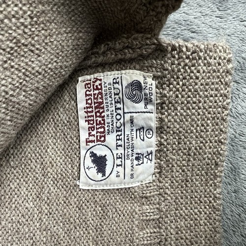 Le Tricoteur Jumper Womens Small Beige Guernsey 100% Wool Fisherman Chunky Knit - Picture 6 of 10