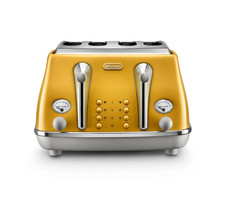 Image of De'Longhi CTOC4003.Y Icona Capitals 4-Slice Toaster New York Yellow WideSlot NEW