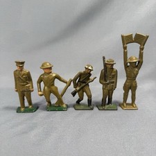 Vintage Barclay Manoil WWI Lot of 5 Metal Toy Soldier Cast Lead Army Figures