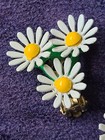 VTG Enamel Daisy Flower Bouquet Brooch Pin & Earrings Set Groovy Flower Power — photo 2
