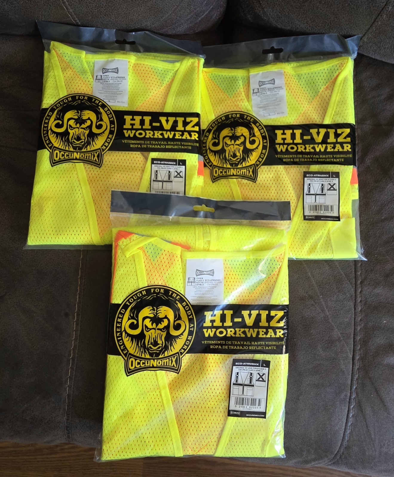 3 Pack Safety Vest Hi Vis Work Vest for Men with Pockets Reflective Class 2 - L - second product detail image