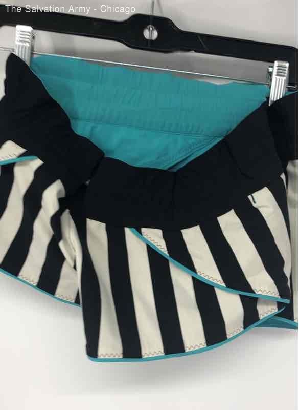 Lululemon Womens Black White Striped Elastic Waist Athletic Shorts No Size
