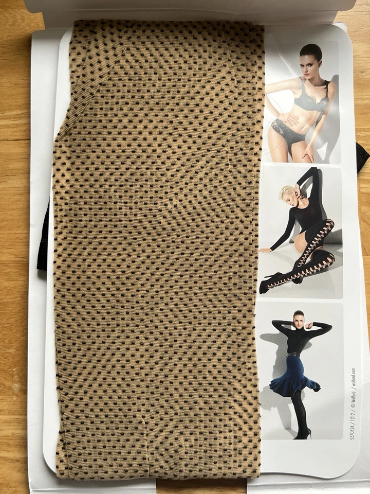 Wolford ultra feminine stay-ups with bow effect colour Sahara/Black size Medium - Image 4 of 4