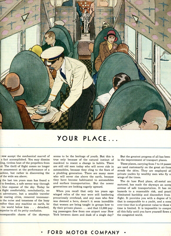1931 Original De luxe Ford Airplane Ad. Tri-Motor. All Metal. Yacht-Like Luxury