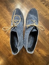 Minnetonka Blue Suede Moccasins Shoes Women s Size 8 Ankle Booties Leather