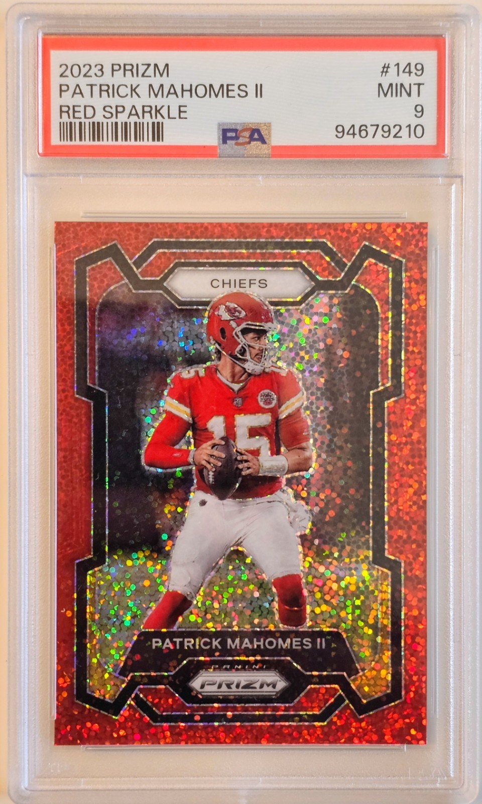 2023 Panini Prizm - Patrick Mahomes II #149 Red Sparkle Prizm