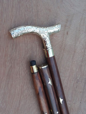 Antique Brass Designer Handle cane Walking Stick Designer Vintage Walking Canes