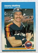 Denny Walling 1987 Fleer ON-CARD AUTO Buyback HA Retrograph Astros Autograph