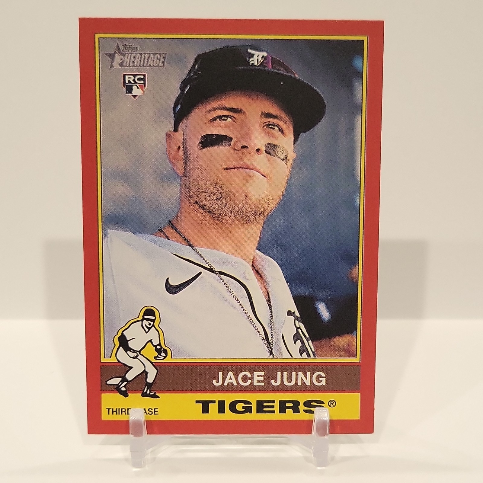 2025 Topps Heritage Jace Jung Rookie Card Red Border Detroit Tigers #71