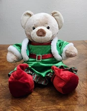 Build-A-Bear Workshop Bear With Christmas Elf  Dress Jacket And Elf Shoes