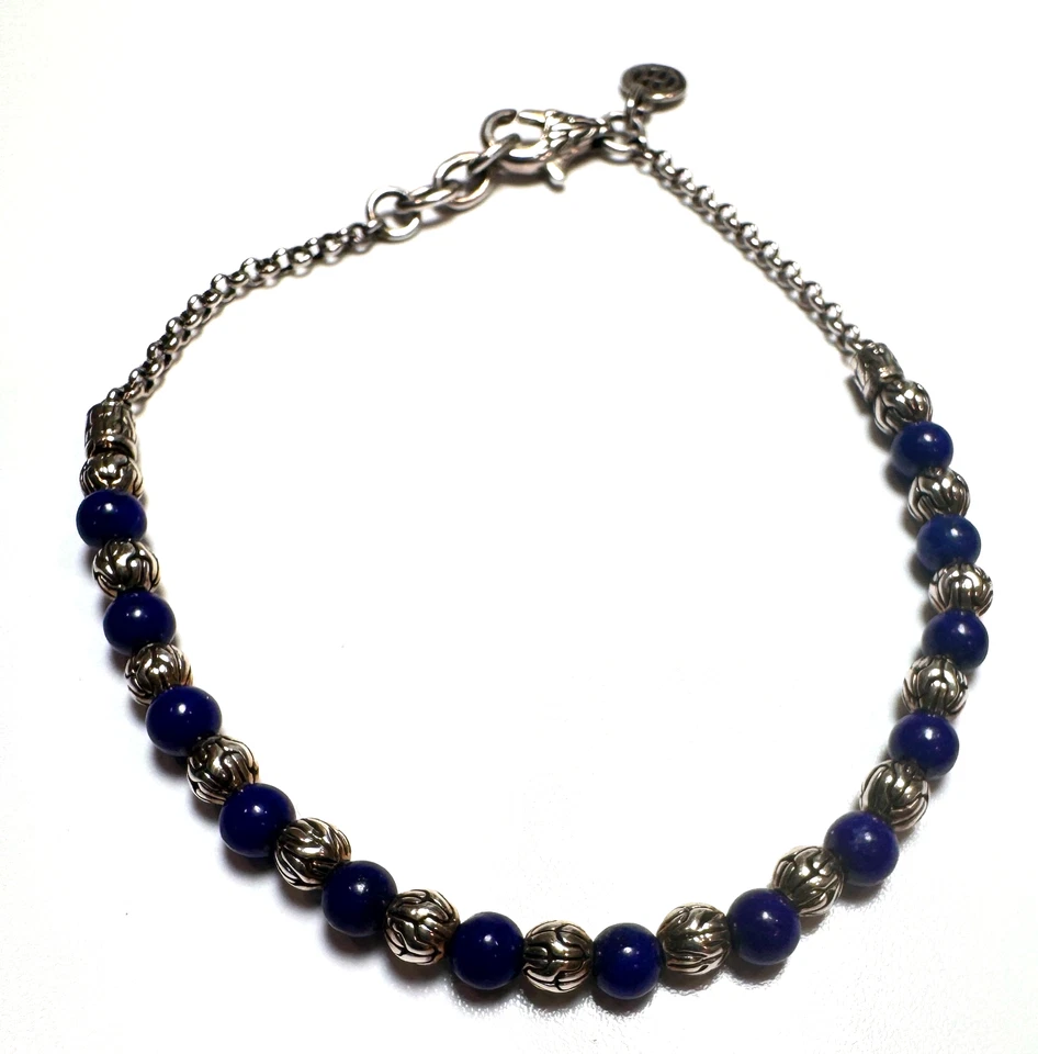 John Hardy 纯银 Lapis Lazuli 串珠手链 – 经典链条 — 第 2/4 张图片
