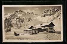 Ansichtskarte Bodenschneidhaus, Berghütte mit Gipfel im Winter 