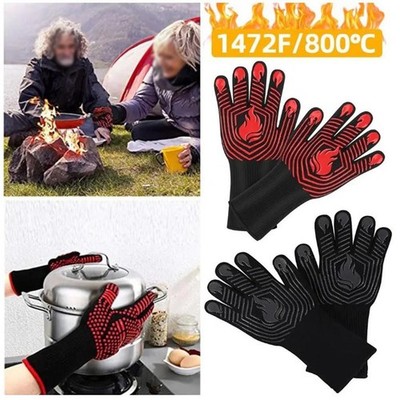 Gants De Chaleur Résistants à 300°C - Pour BBQ, Four, Soudure - Revêtement Aluminium Anti-Brûlure