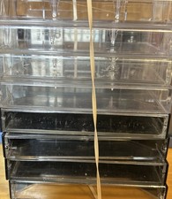 Lot Of 8 Empty Cassette Containers Half Clear Black, Half Clear Vtg Not Junk