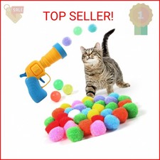 JPTECY Cat Ball Toy Launcher Gun 34pcs Cat Toys for Indoor Cats Interactive Kitt