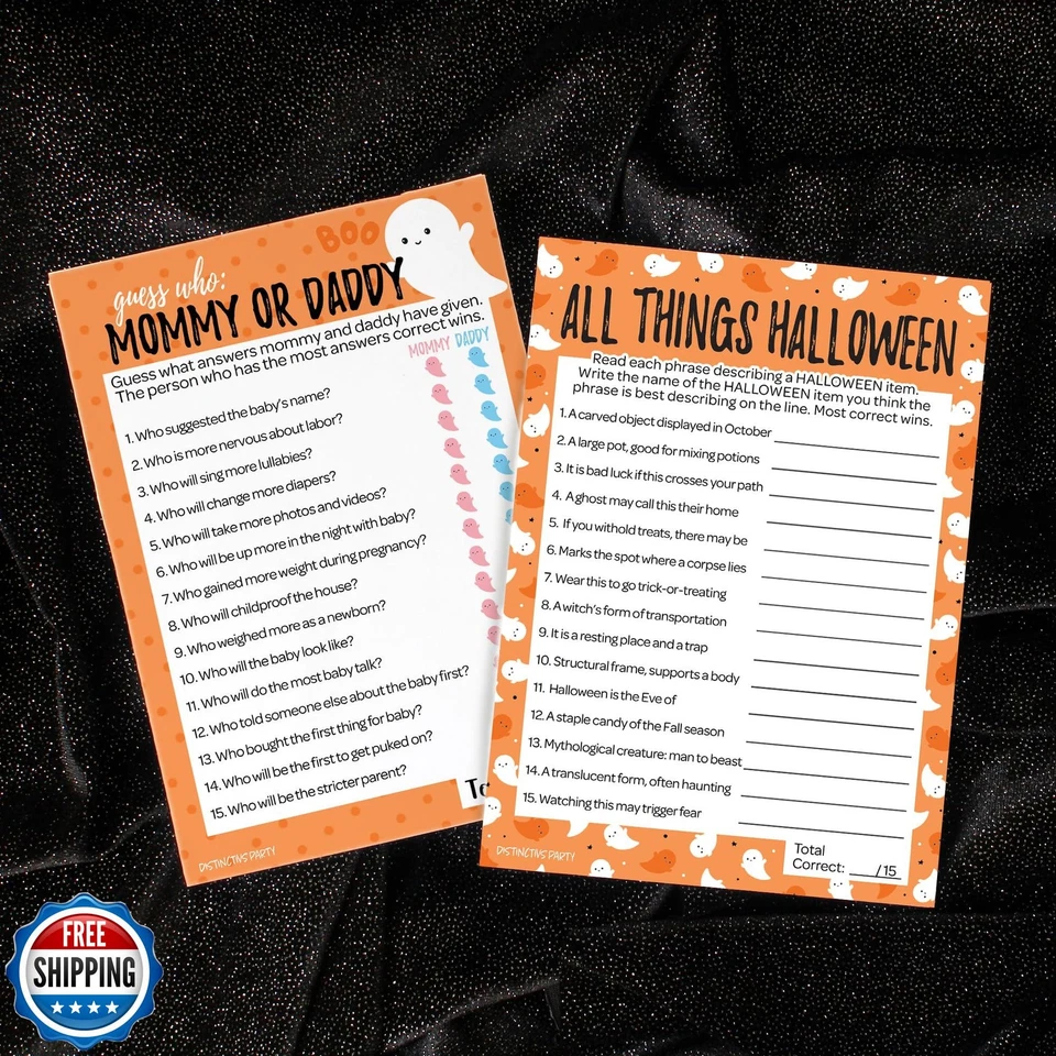 Orange Little Boo is Almost Due Halloween Baby Shower Juegos - Adivina quién y A Foto 2 de 4