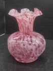 Large Fenton Vasa Murrhina Glass Pink Rose Mist Vase 8 1/2" Tall**85-10.25