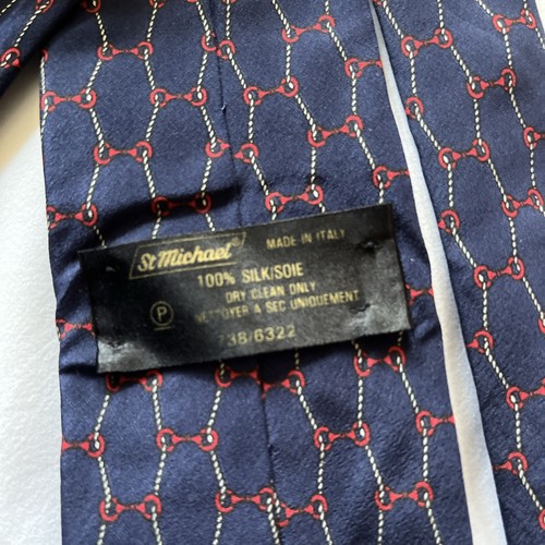 Vintage St Michael Silk Tie – Navy & Red Rope Ditsy – Made in Italy – 1980s - Picture 4 of 7