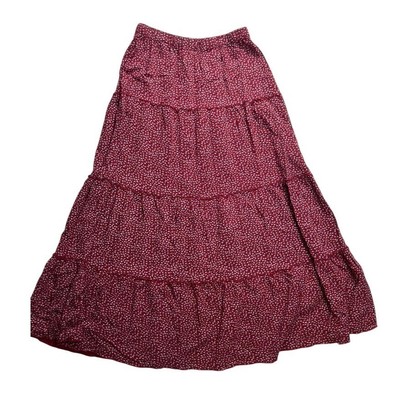 Brandy Melville Red Floral Print Mini Skirt Viscose Small Boho Cottagecore