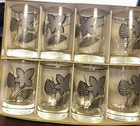Set of 8 (Eight) Libbey Platinum Leaves Flat 5 ounce Juice Glasses Original Box — photo 2