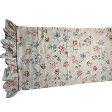 Vintage Floral Ruffled Pillowcase Cream Burgundy Piping Cottagecore King Country