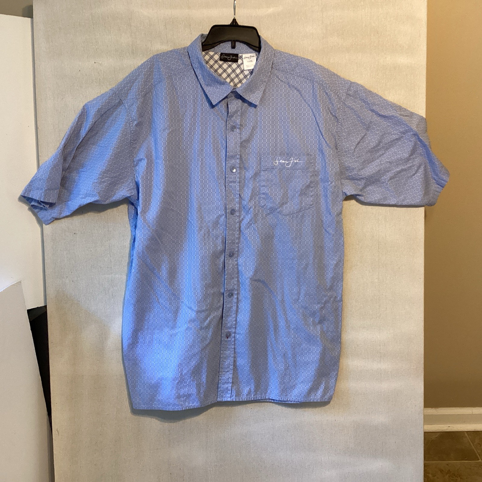 Sean John Mens Blue Button Up Shirt XXXL