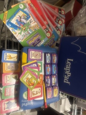 LeapFrog LeapPad Plus Writing Learning System Books Cartridges Stylus See Pics