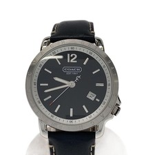 Coach Quartz Watch Leather Black Analog Men's Used 80s Style