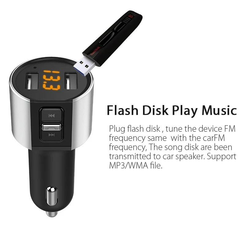 Bluetooth FM Transmitter KFZ Auto Radio MP3 Player Dual USB Ladegerät Adapter - Bild 3 von 4