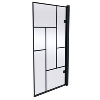 Balterley Abstract Square Framed 8mm Glass Reversible Hinged Bath Screen - Black
