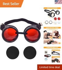 New Colored Diamond Lens Vintage Steampunk Goggles Glasses Welding Black with...