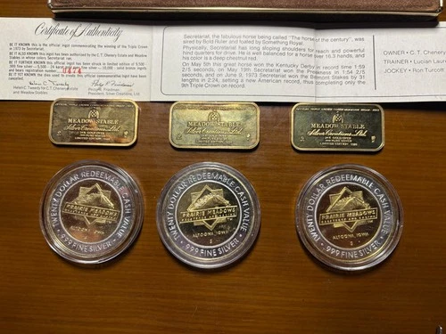 Scrap SILVER Prices: 8.19 Total OZs .999 Fine of DERBY Greats SECRETARIAT & MORE